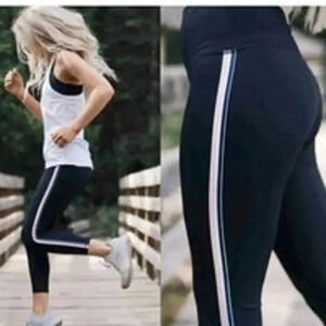 Zyia Active Women Pants Rainbow Black Luxe High-Rise Leggings Size 4